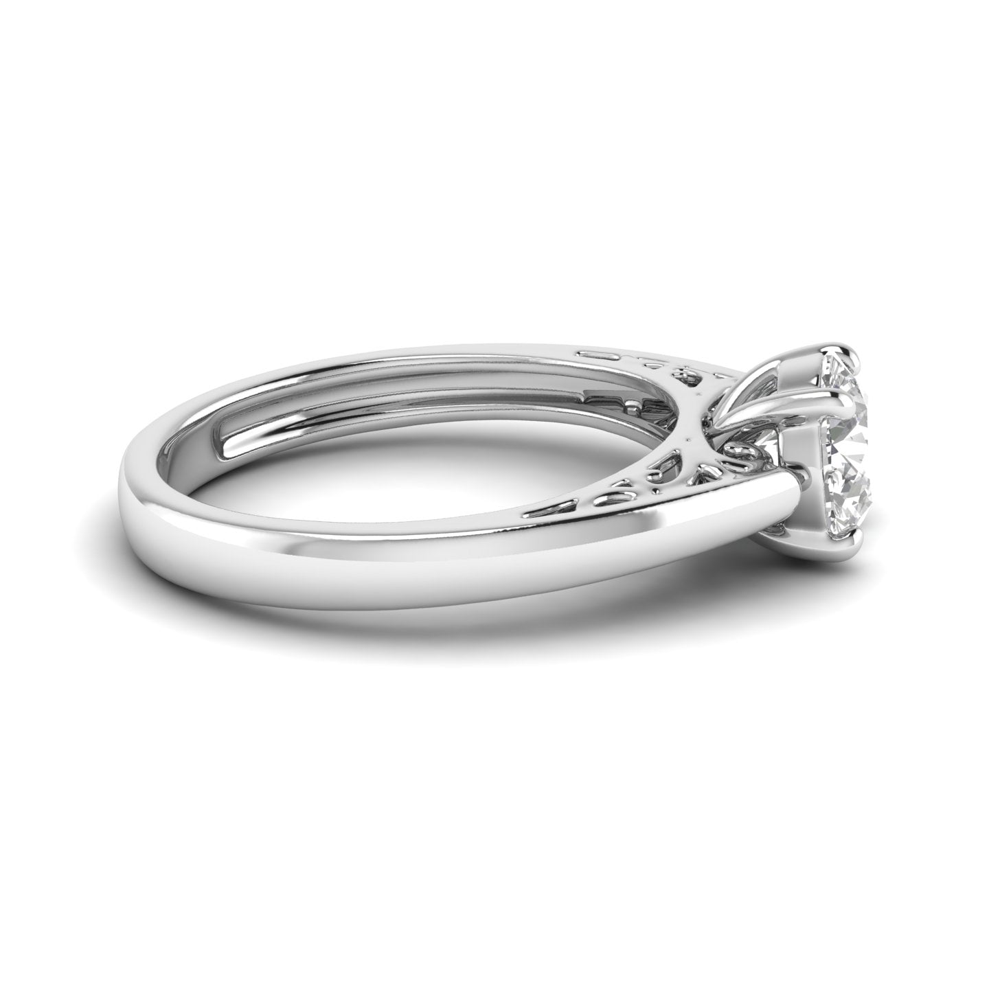White Gold Studded 1 Carat Lab Grown Diamond Ring-F Color VVS2 Clarity.